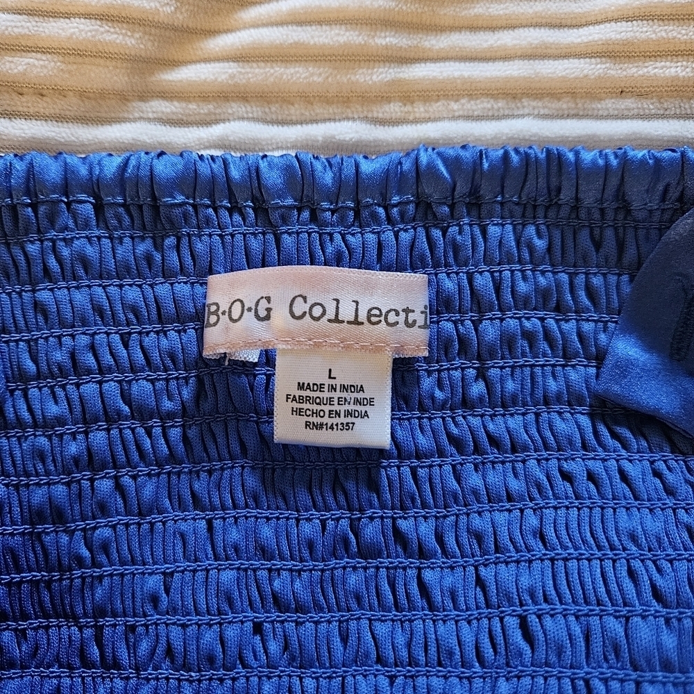 BOG Collective Blue Ruched Tank Top Size L - Picture 6 of 10